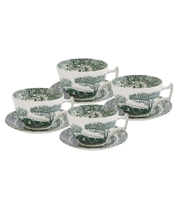 Heritage Green Italian 4 B'fast Cups & Scrs